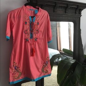 Embroidered tunic blouse
